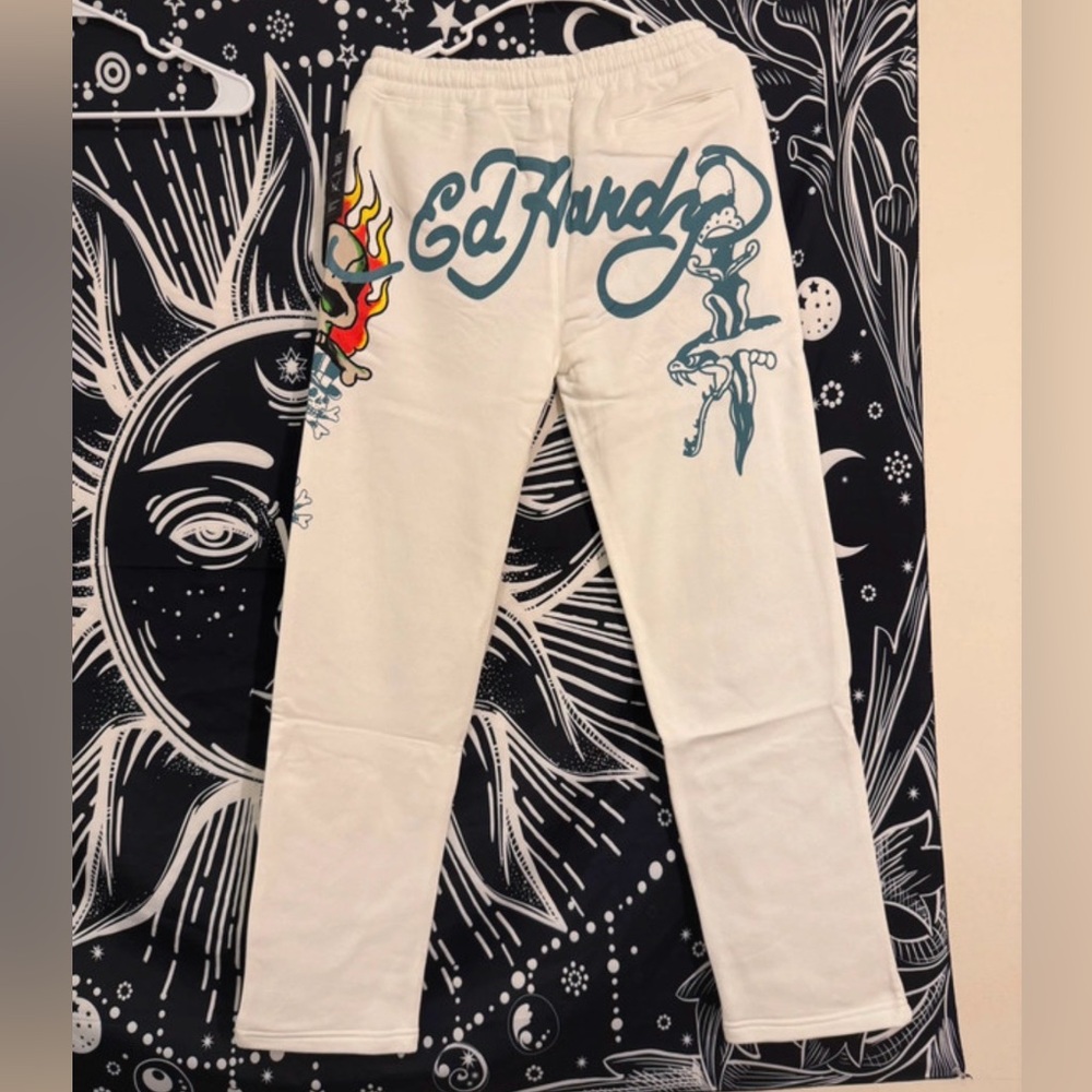 Ed Hardy - 💀 🔥 On fire Wide leg pants - Picture 2 of 3